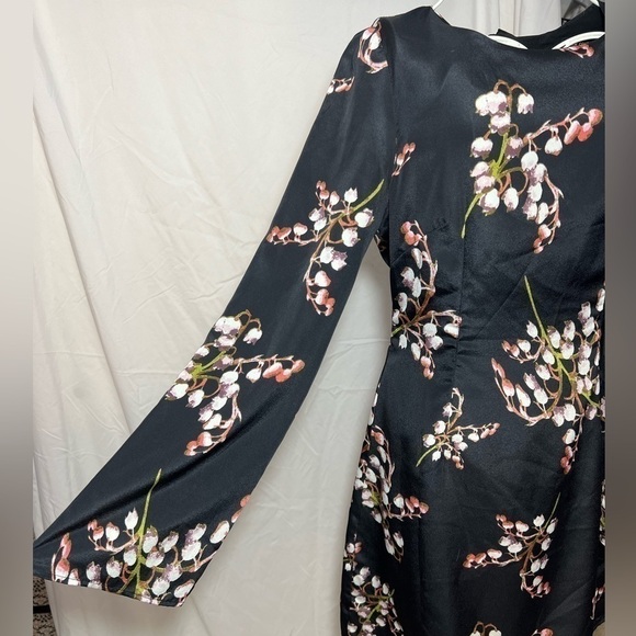 Mm Couture by Miss Me Dress Silky Polysester Cherry Blossom Print Size Small - Picture 2 of 10